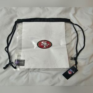 NFL 49ers clear plastic drawstring tote backpack